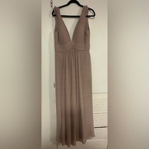Azazie maxi bridesmaid dress, taupe color size XL
